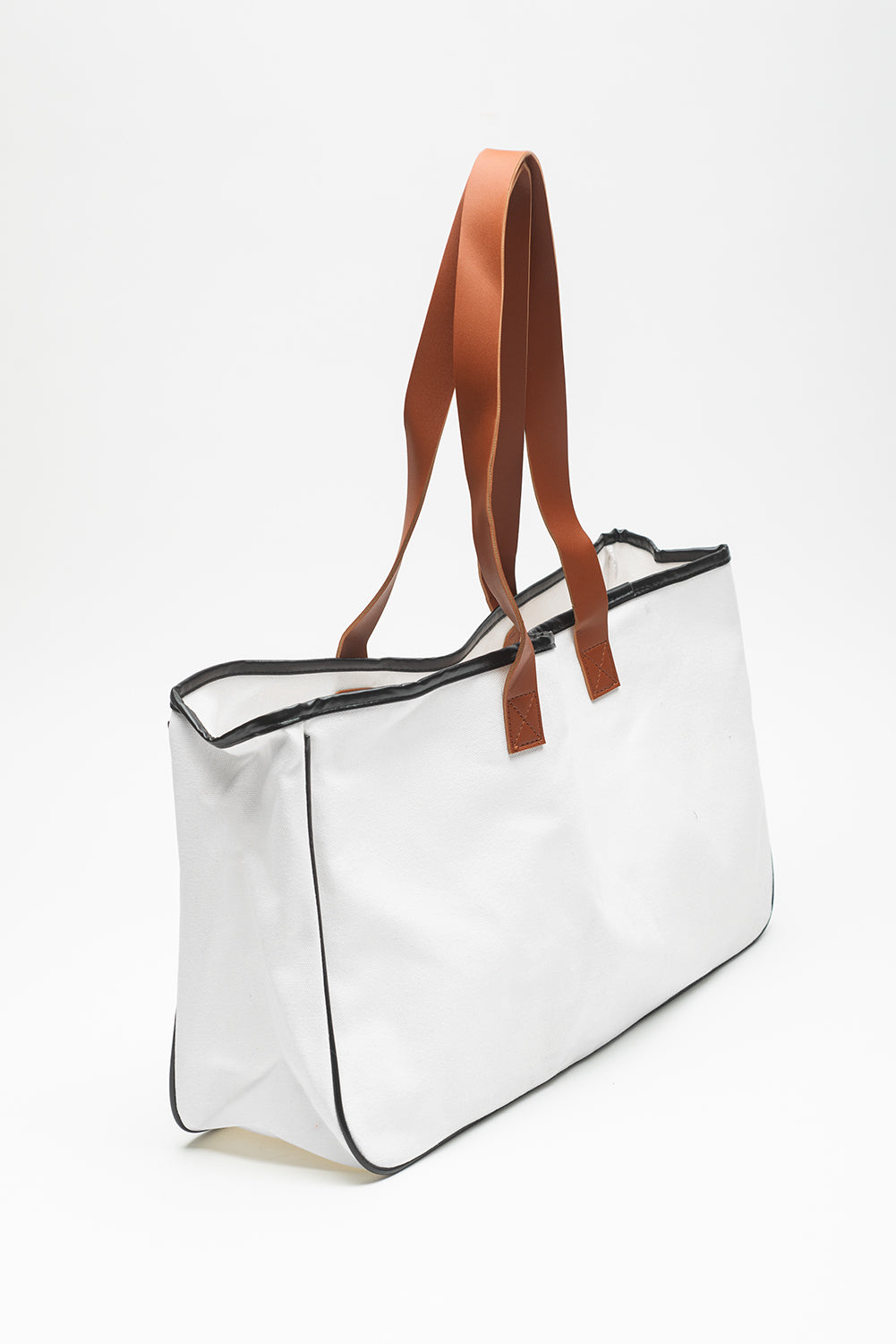 White BEACH PLEASE Large Canvas Tote Bag