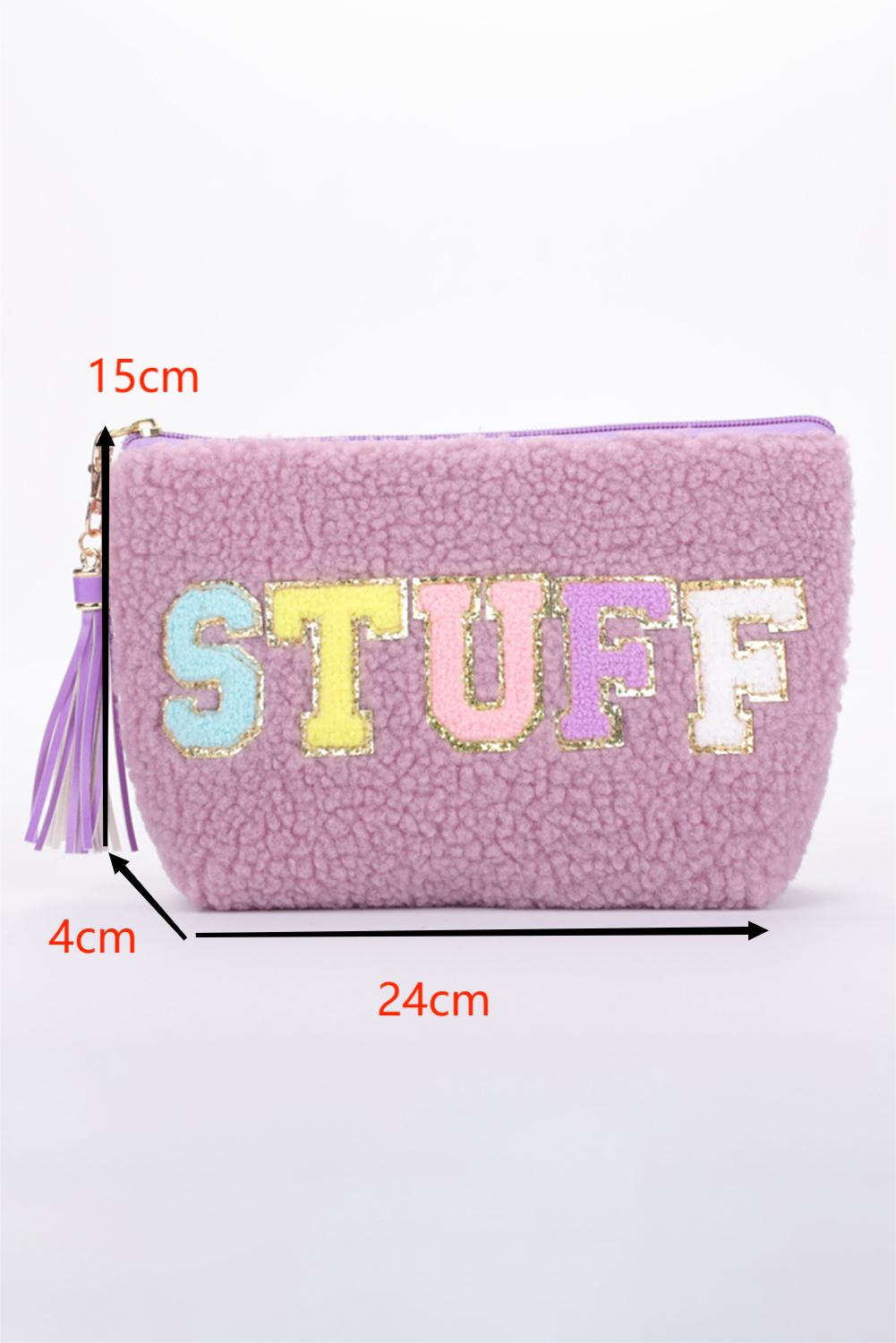"STUFF" Sparkle Letter Makeup Bag