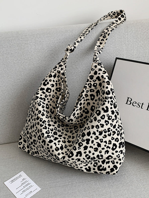 Leopard print shoulder bag (canvas)