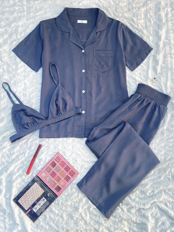 Women's Knitted Pajamas Three-piece Set