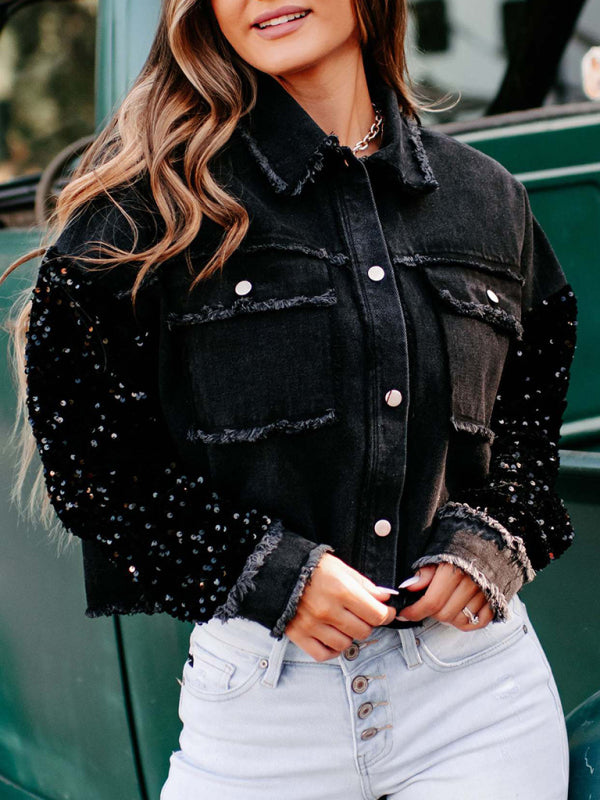Women's Sequined Denim Jacket