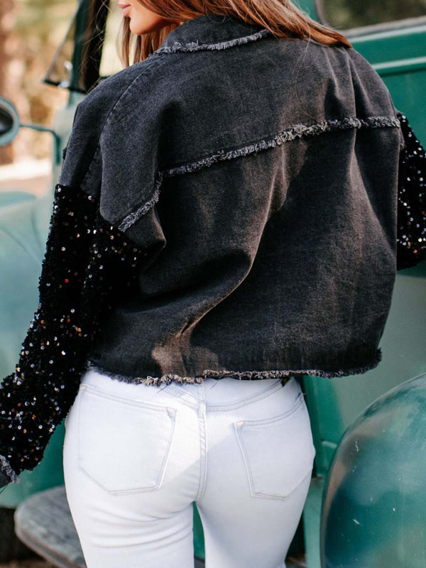 Women's Sequined Denim Jacket