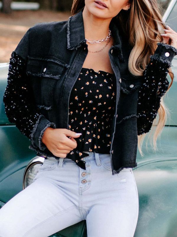 Women's Sequined Denim Jacket