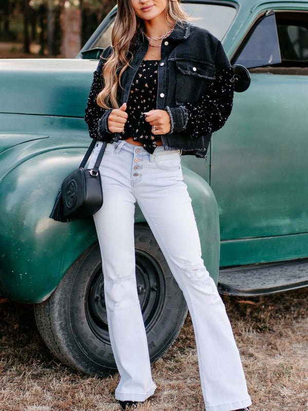 Women's Sequined Denim Jacket