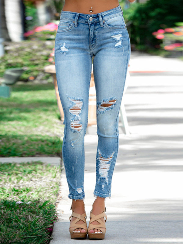 Women's Slim-fitting Ripped Jeans