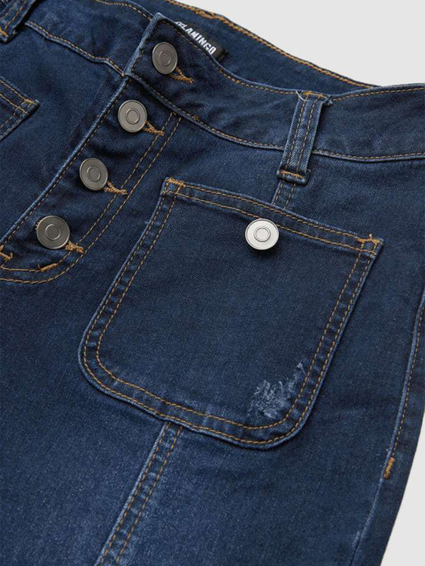 Women's Slim Fit High Waist Flared Denim Trousers