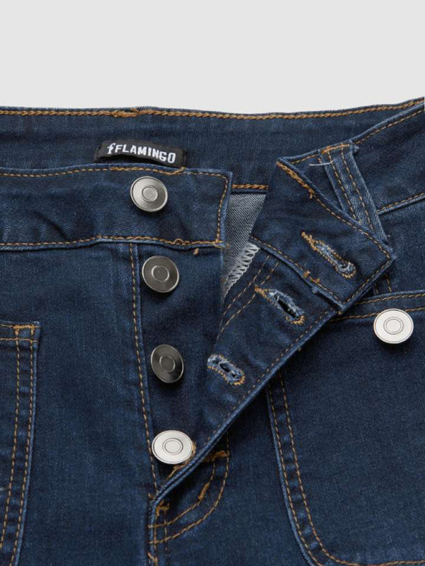 Women's Slim Fit High Waist Flared Denim Trousers