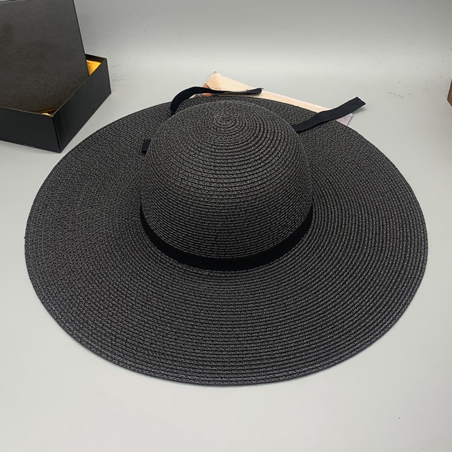 Bow Braided Wide Brim Hat