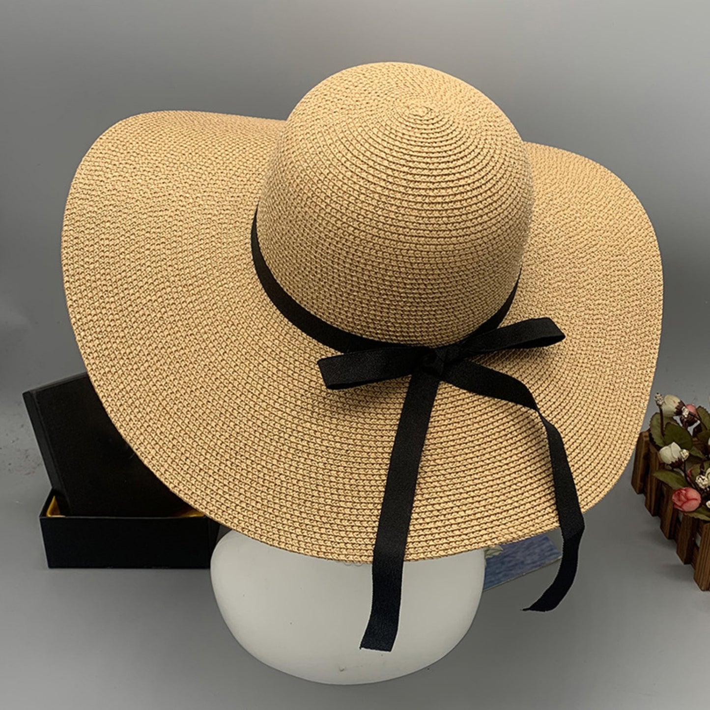 Bow Braided Wide Brim Hat