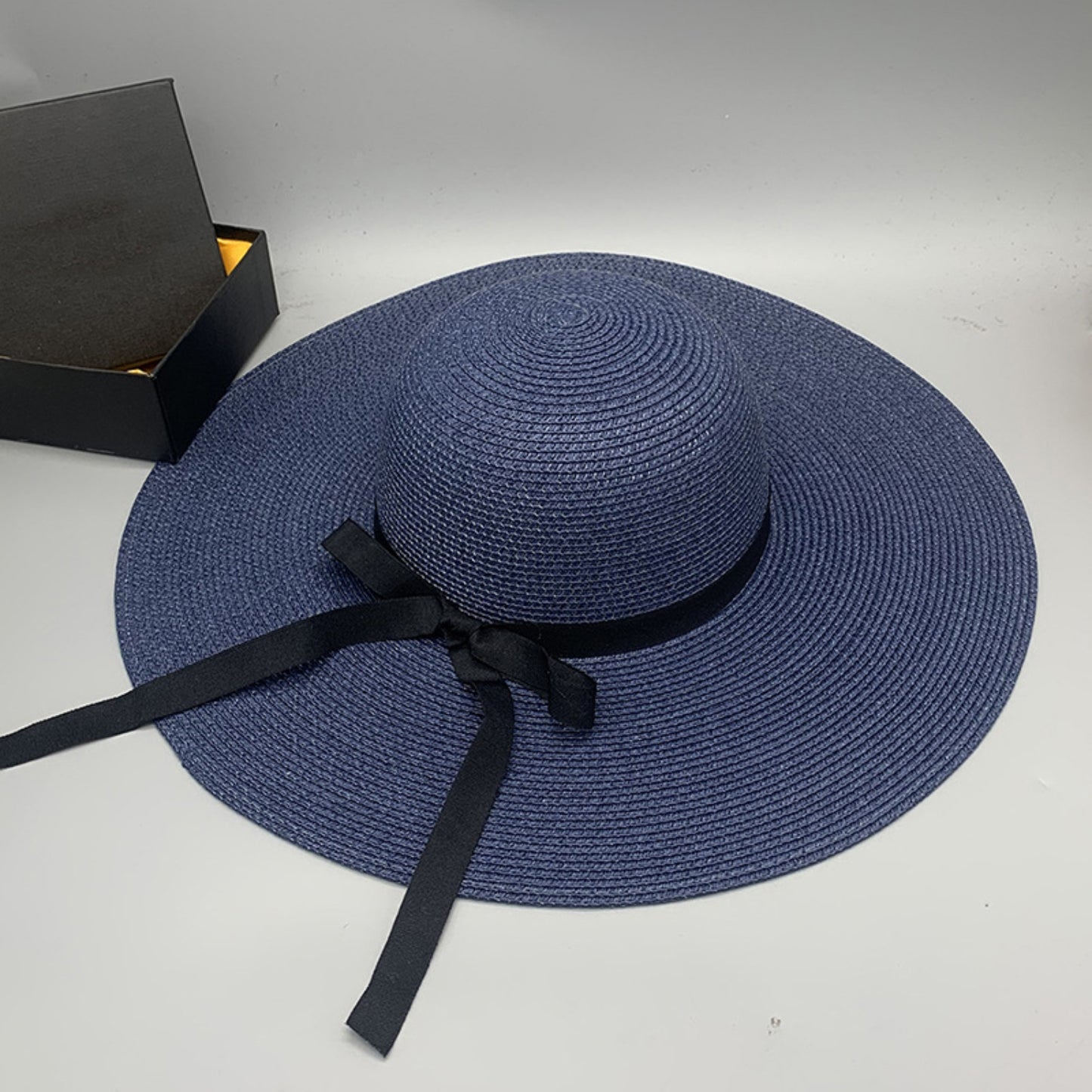 Bow Braided Wide Brim Hat