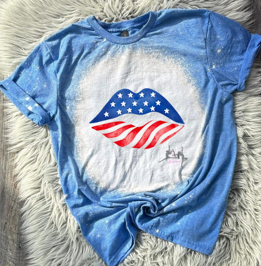 Red White Blue Lips Tee