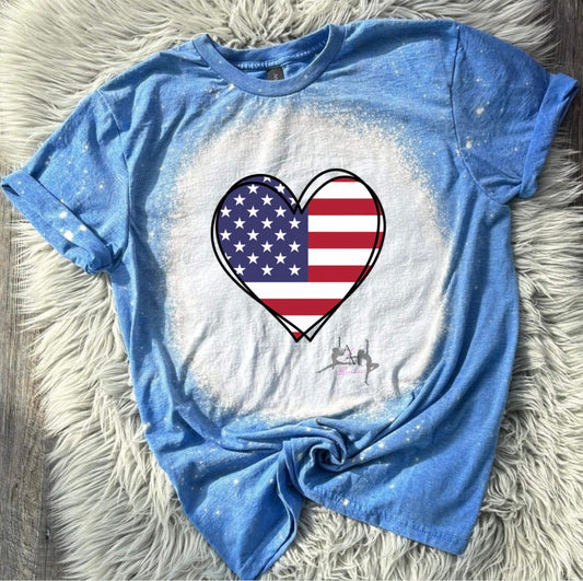 Red white blue heart tee