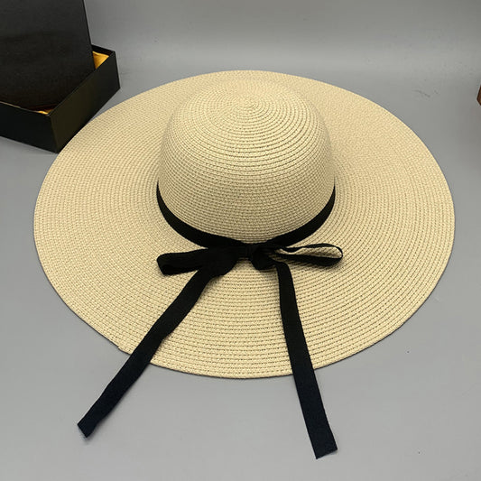 Bow Braided Wide Brim Hat