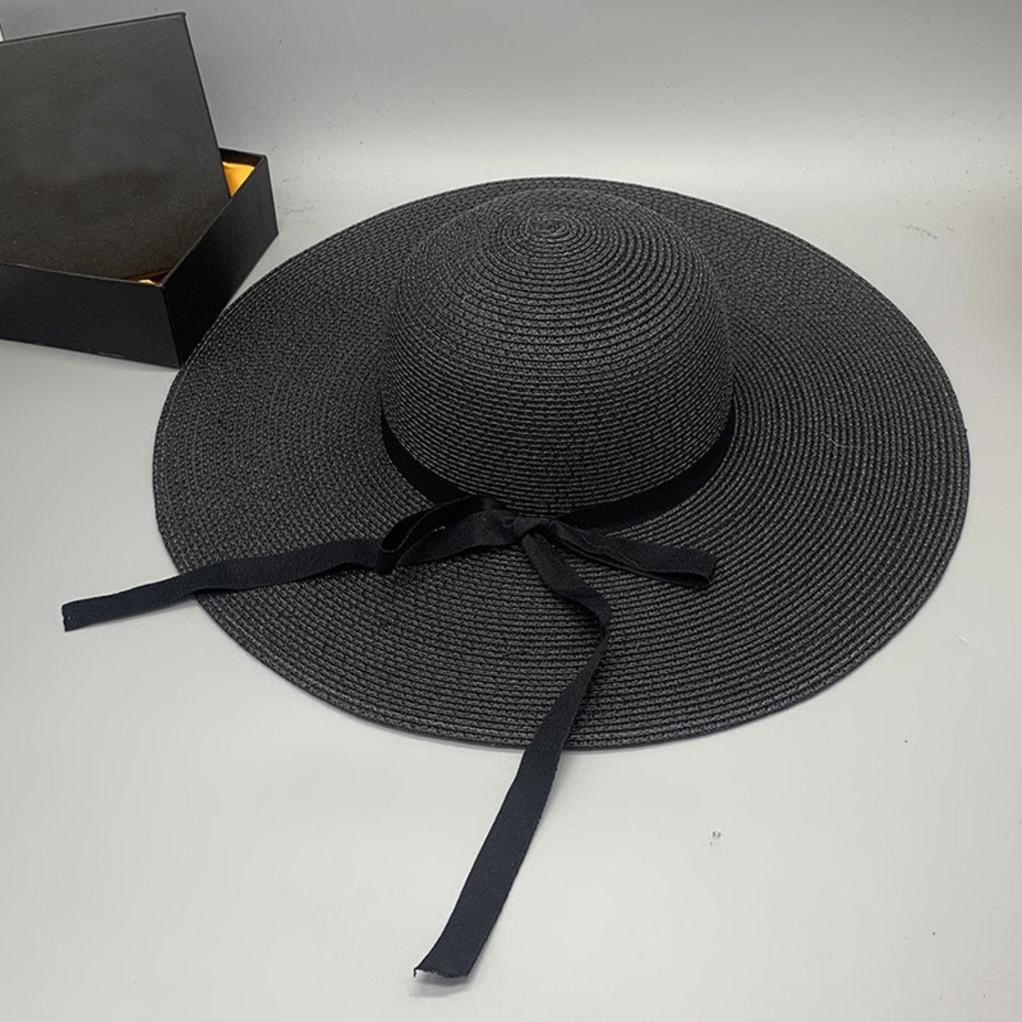 Bow Braided Wide Brim Hat