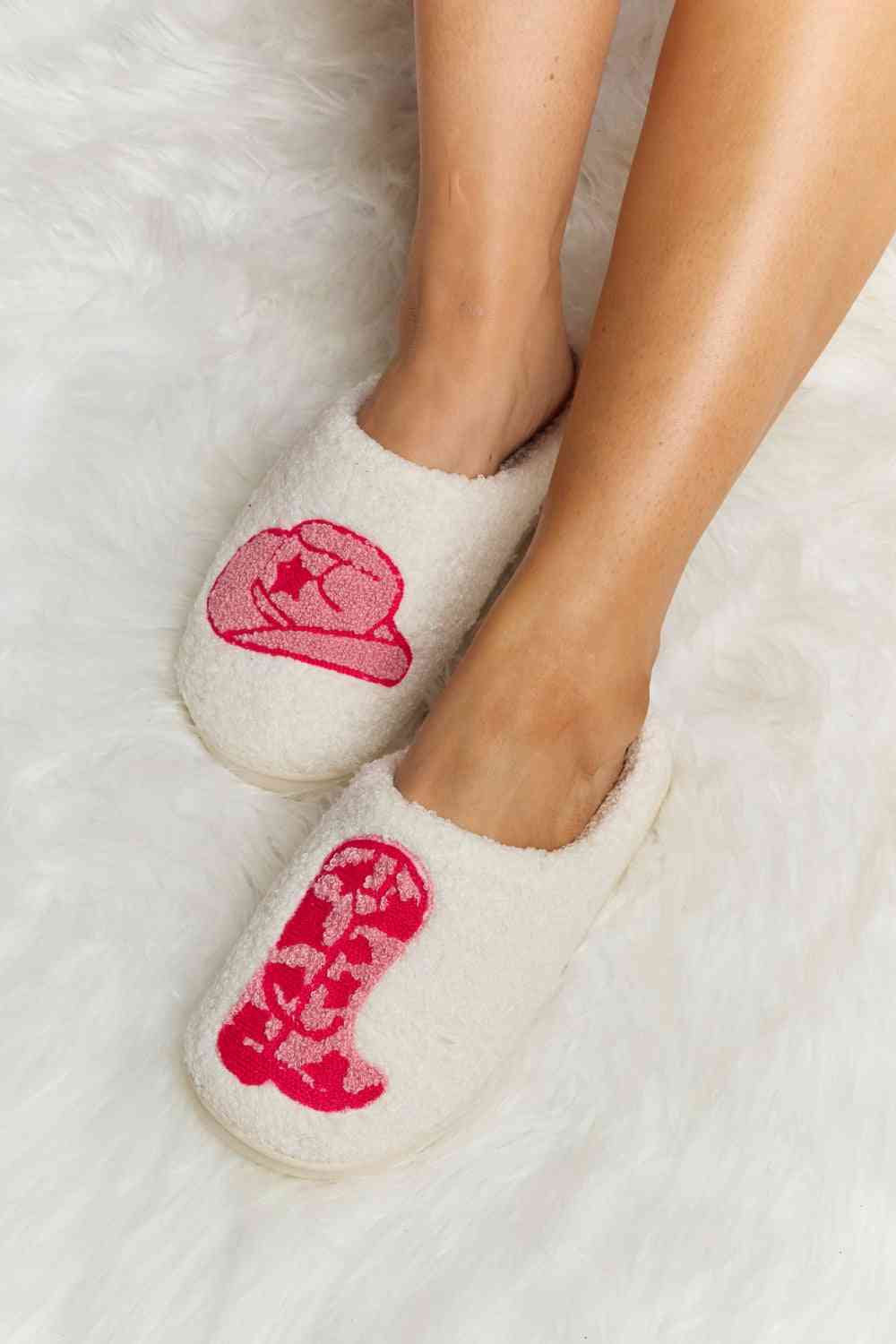 Printed Plush Slide Slippers (Multiple Designs)