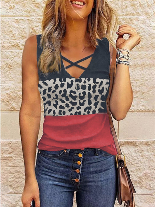 Women's Leopard V-neck Top